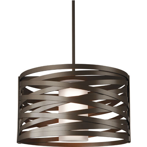 Tempest 1 Light 18.3 inch Flat Bronze Chandelier Ceiling Light in White Linen, Drum